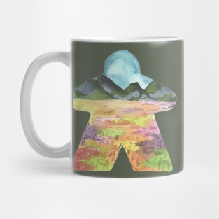 Watercolor Meeple Mountain Landscape |  Game Room Décor Mug